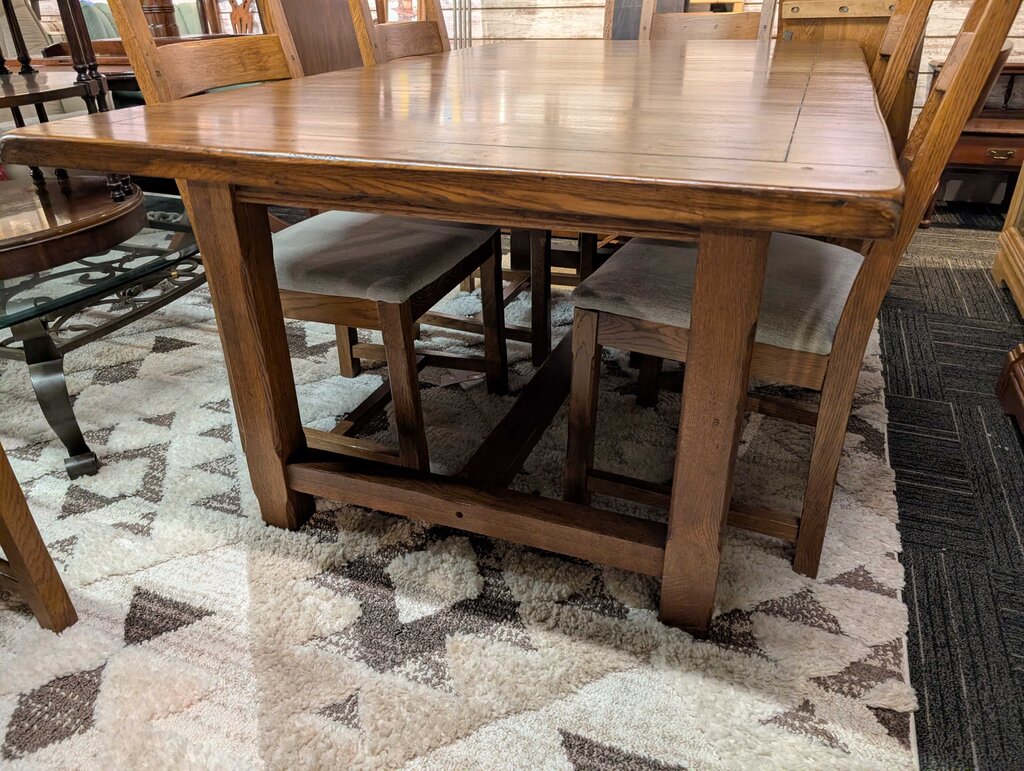 Mission Oak Style Table With Six Chairs