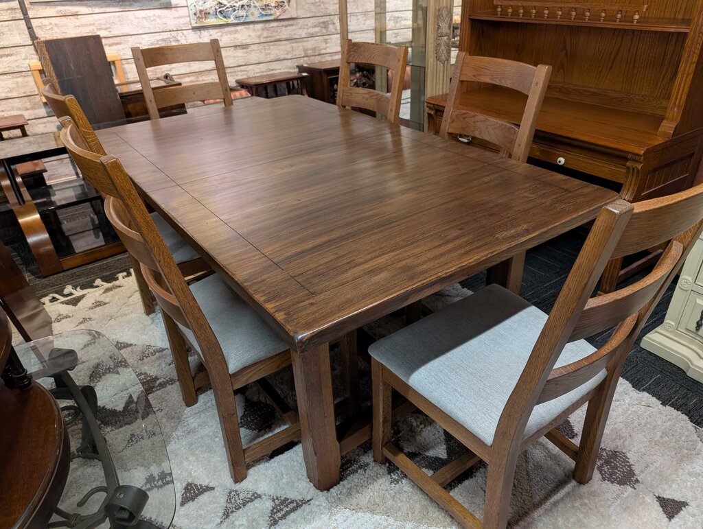 Mission Oak Style Table With Six Chairs