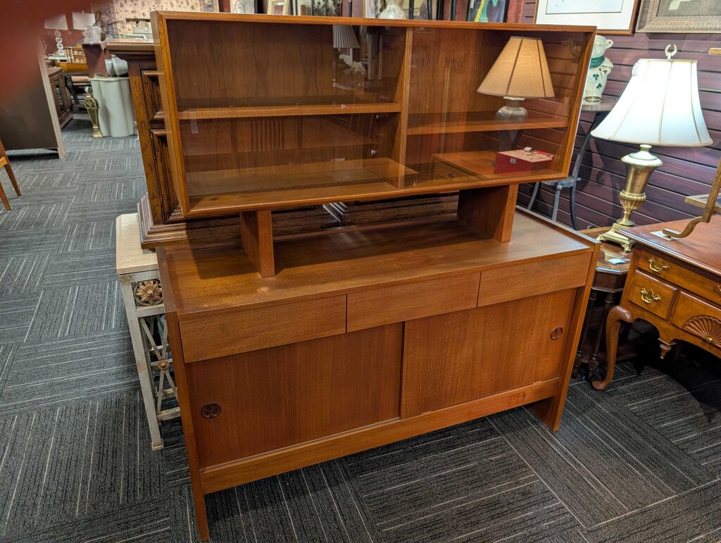 Danish Modern Teak Veneer Display Cabinet