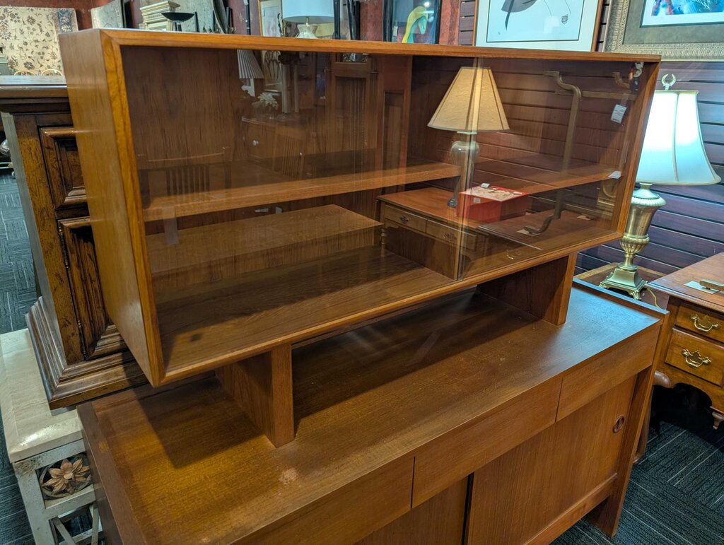 Danish Modern Teak Veneer Display Cabinet