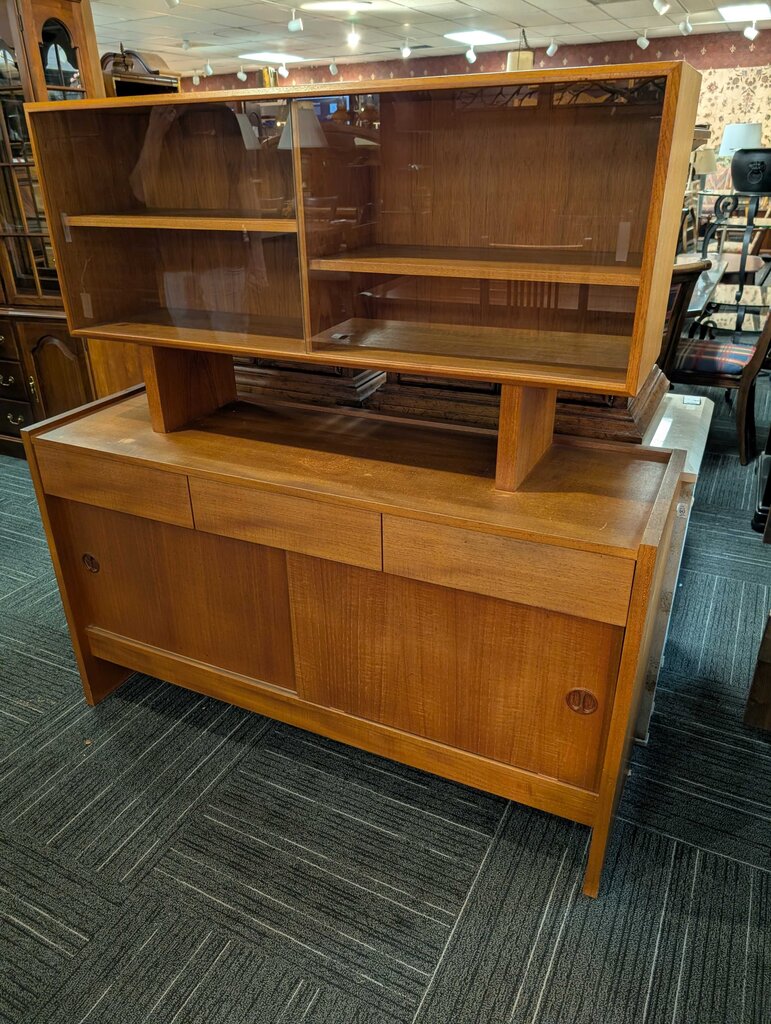 Danish Modern Teak Veneer Display Cabinet