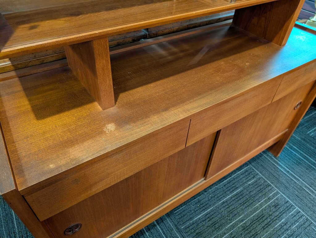 Danish Modern Teak Veneer Display Cabinet