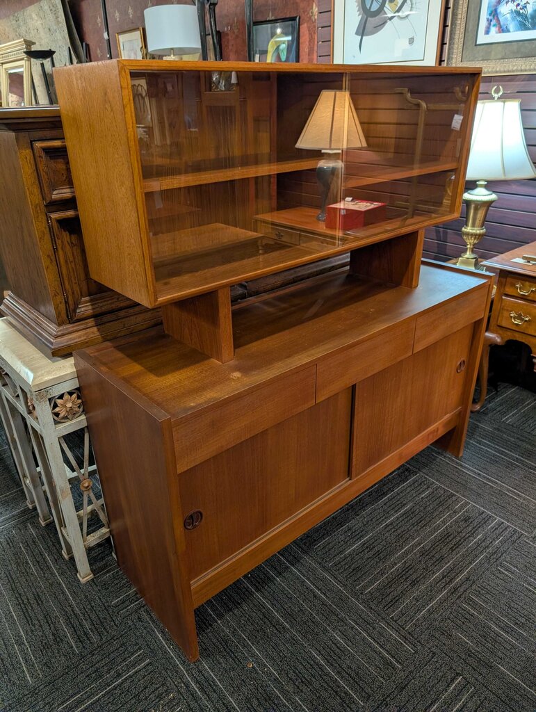 Danish Modern Teak Veneer Display Cabinet
