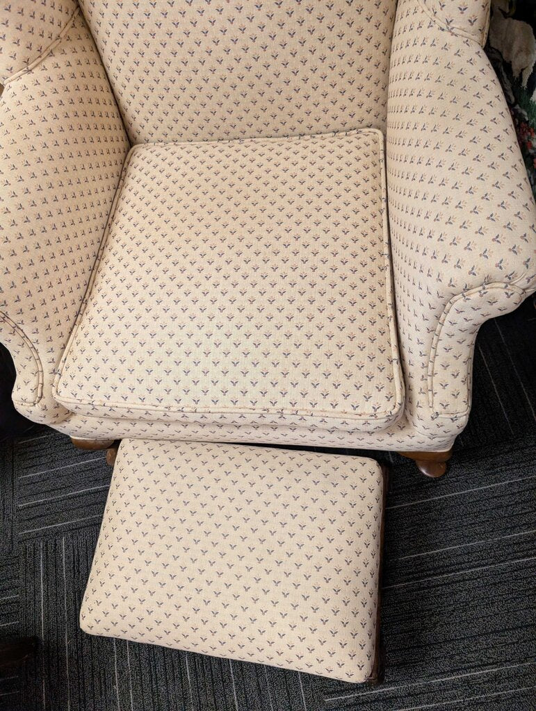 Vintage Wingback Chair With Ottoman
