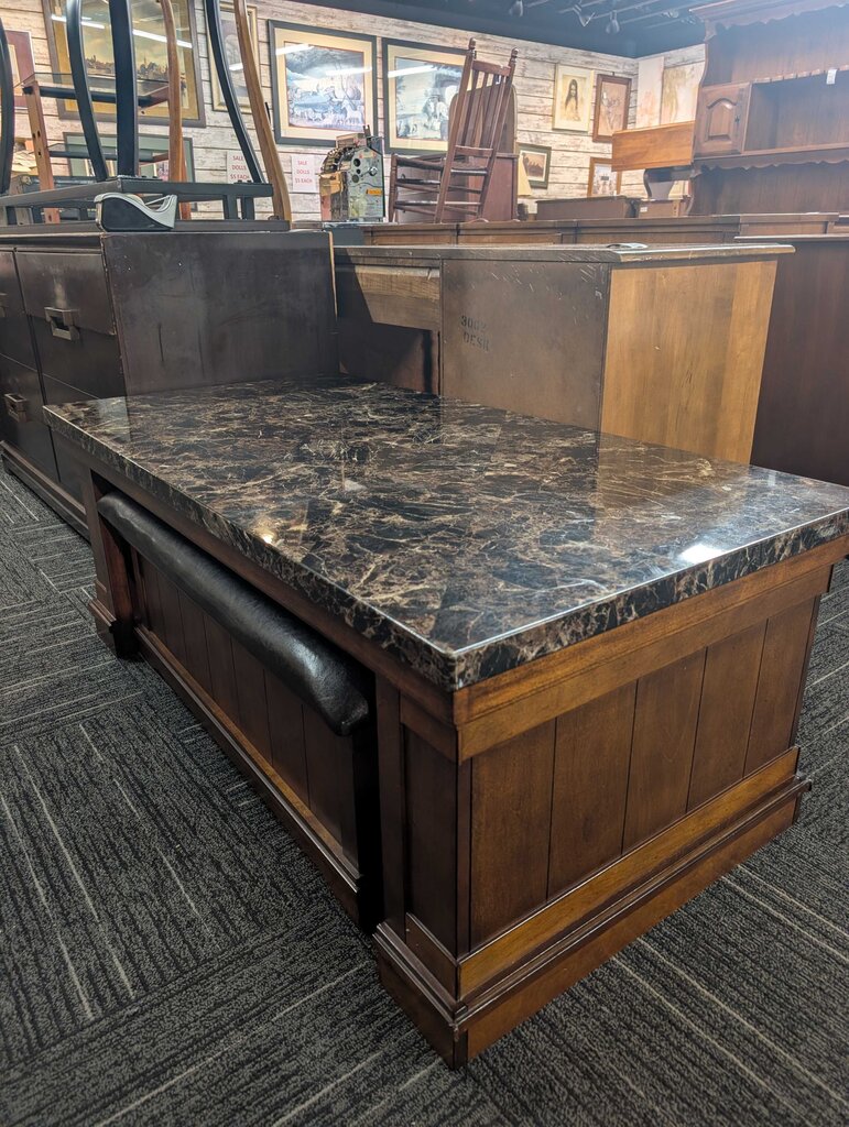 Faux Marble Coffee Table with Nesting Bench