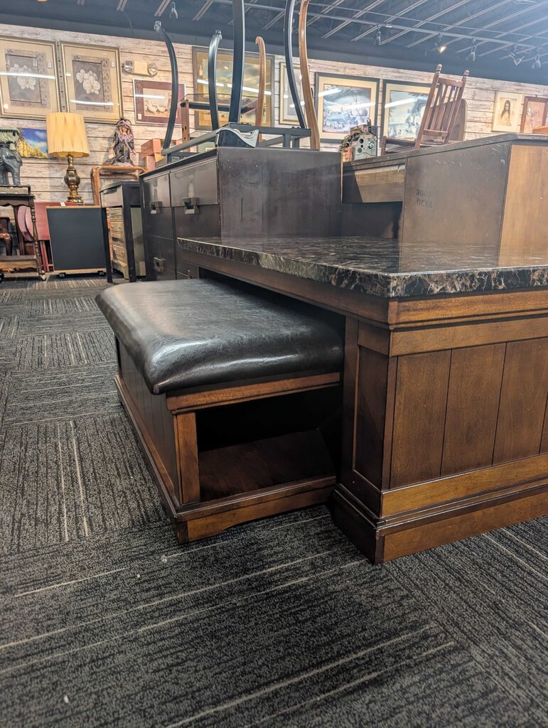 Faux Marble Coffee Table with Nesting Bench