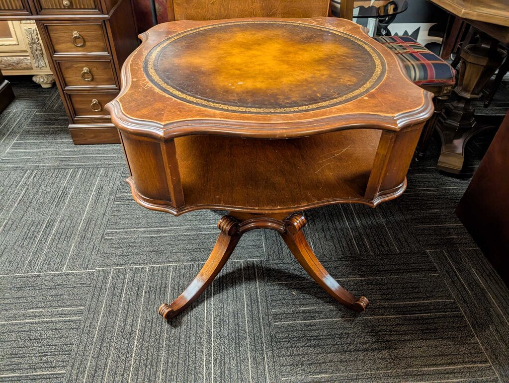 Vintage Mahogany Leather Top Side Table