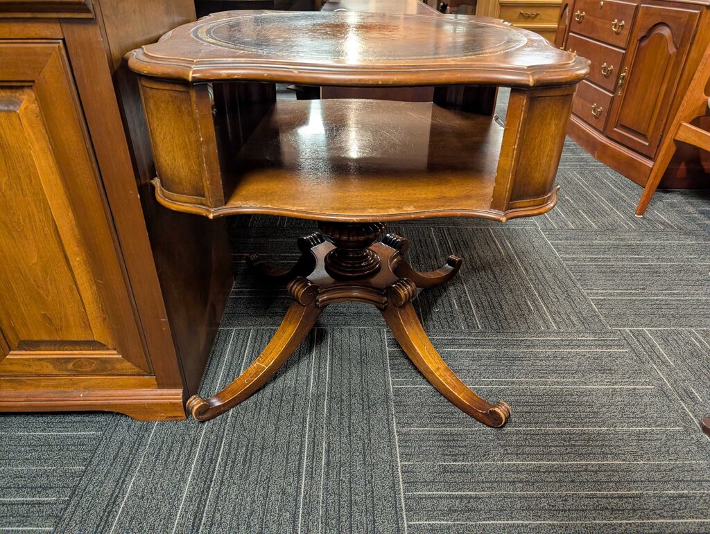 Vintage Mahogany Leather Top Side Table