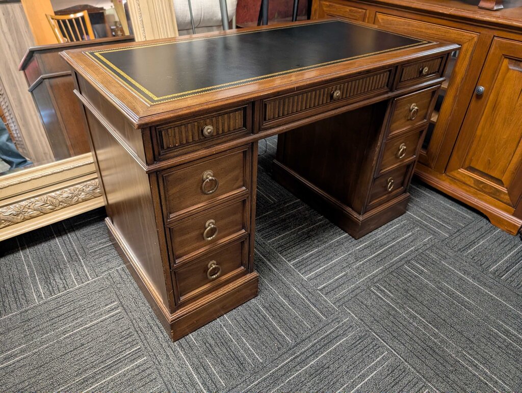 Vintage Leather Top Desk By Sligh