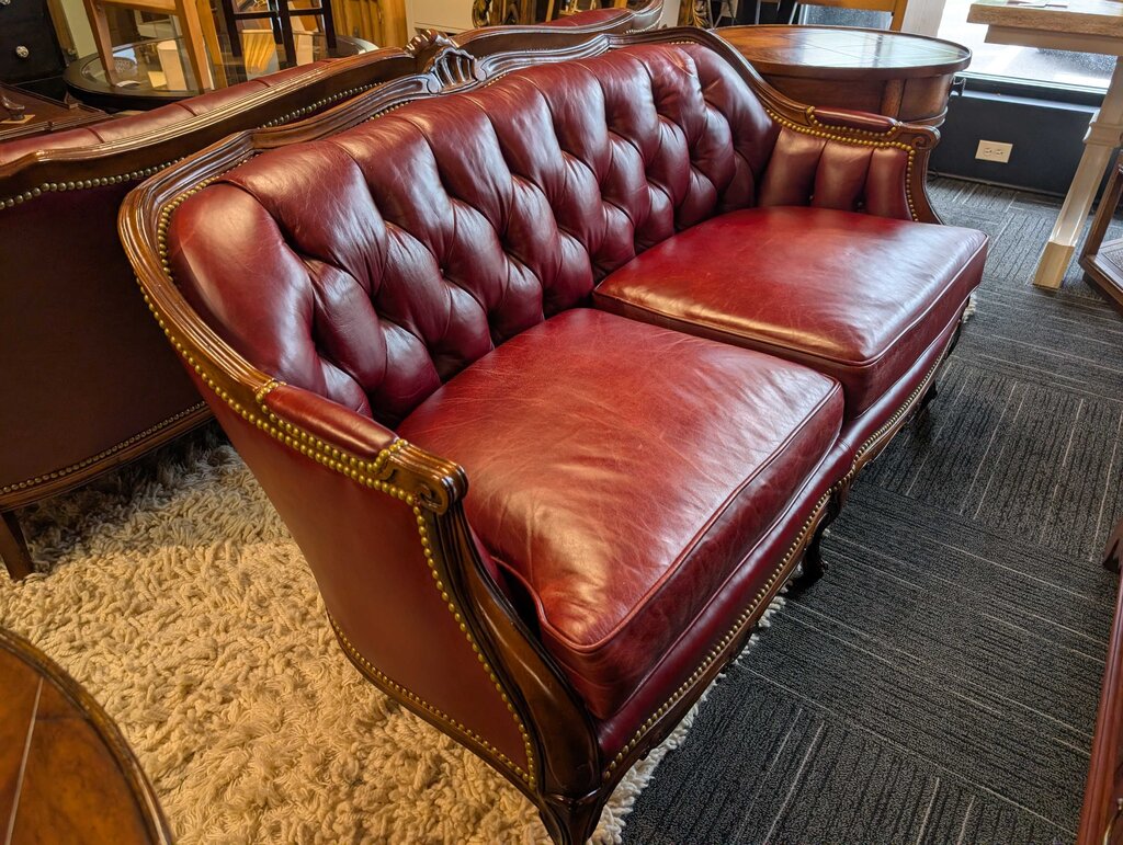 Formal Leather Tufted Loveseat By Key City