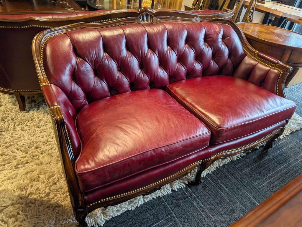 Formal Leather Tufted Loveseat By Key City