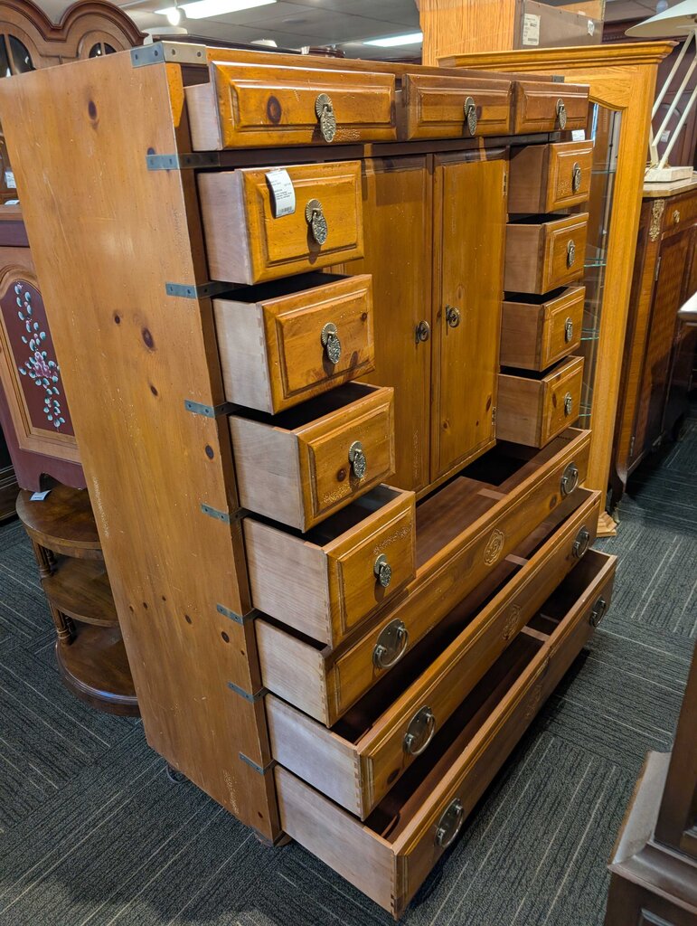 Large Campaign Japanese Tansu Style Chest by Henredon