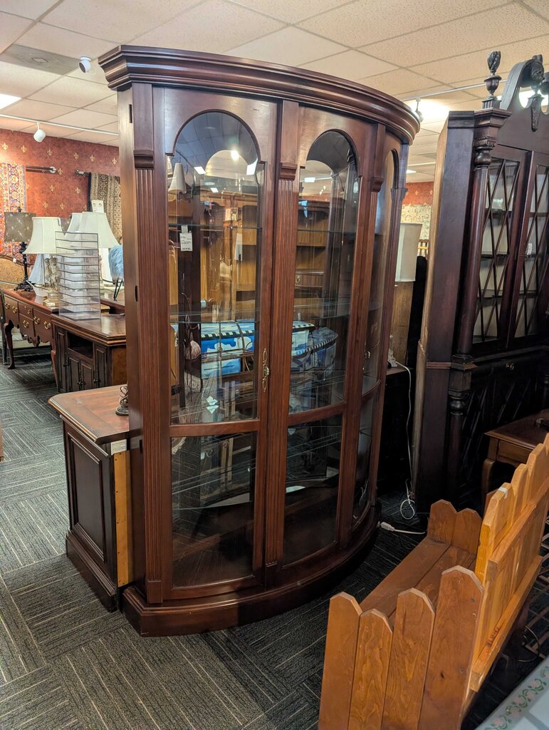 Very Large One Piece Cherry Curio Cabinet by Philip Reinisch Co.