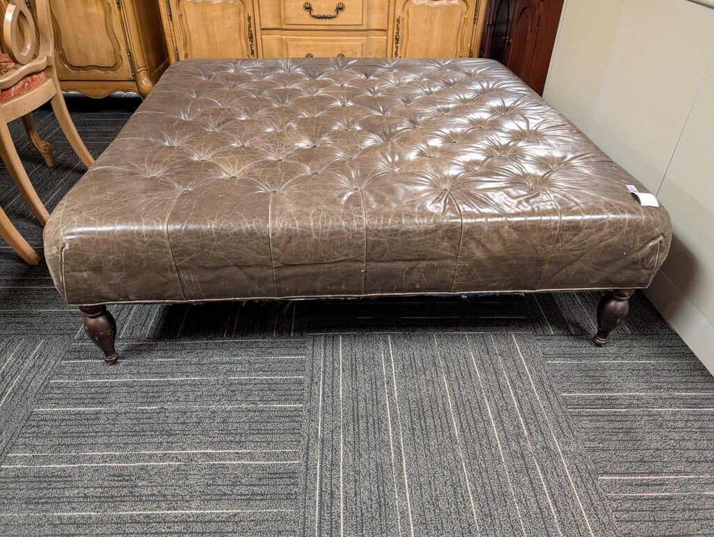 Large Leather Ottoman
