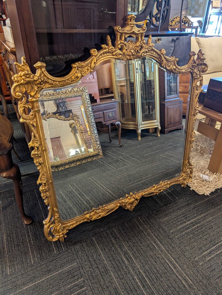 Large Designer Gold Gilded Mirror By Decorative Arts Inc