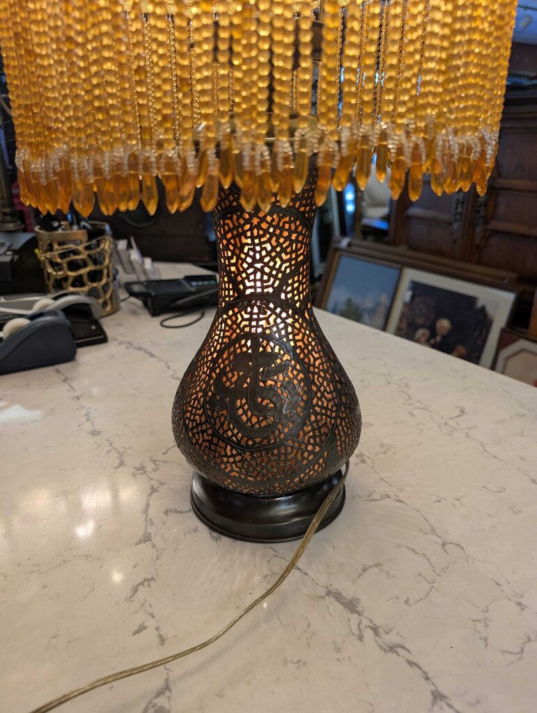 Pierced Metal Damascus Table Lamp