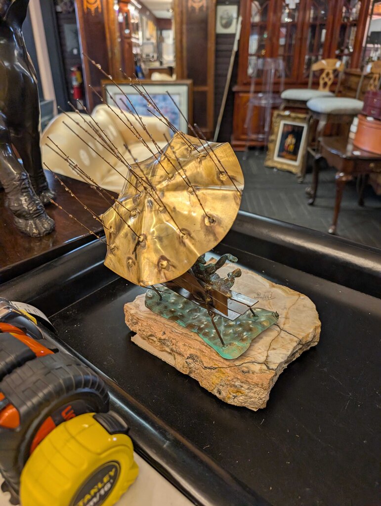 Vintage Wire Sculpture With Marble Base