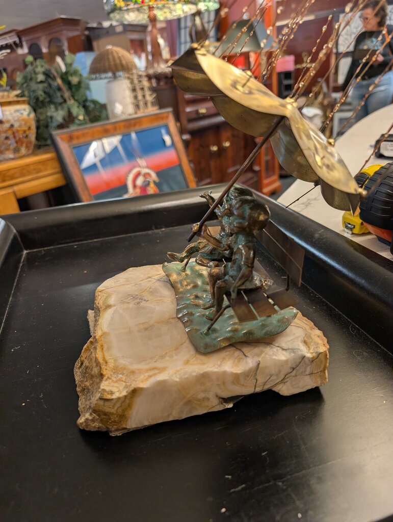 Vintage Wire Sculpture With Marble Base