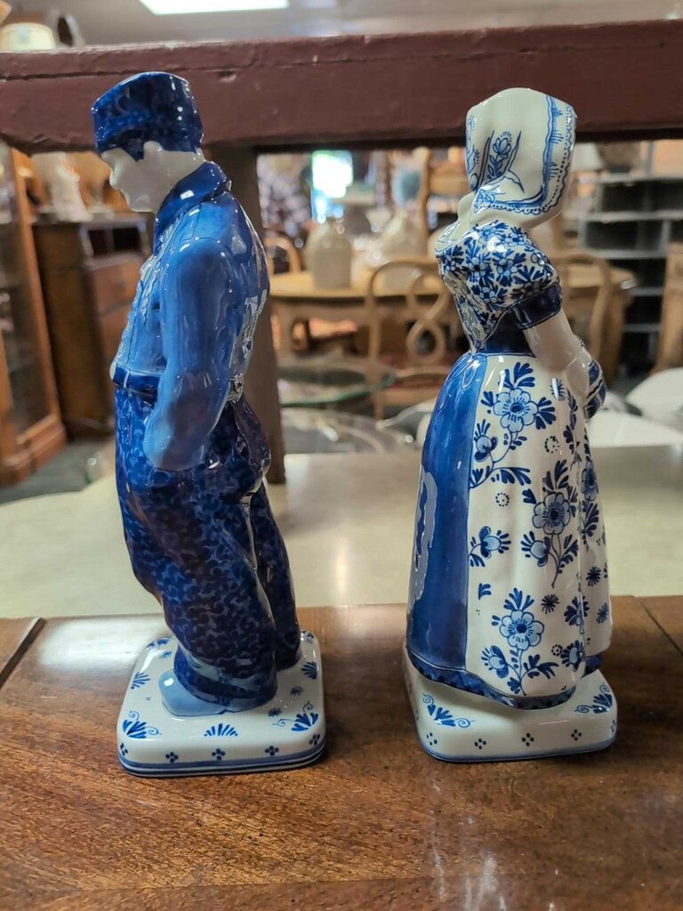 Pair of Royal Delft Porcelain Farmer & Wife