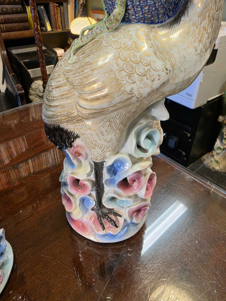 Large Antique Chinese Famille Rose Porcelain Figural Sculptures – Pair of Man & Woman, 18" & 20" Tall, Circa 1930 (1920–1940)