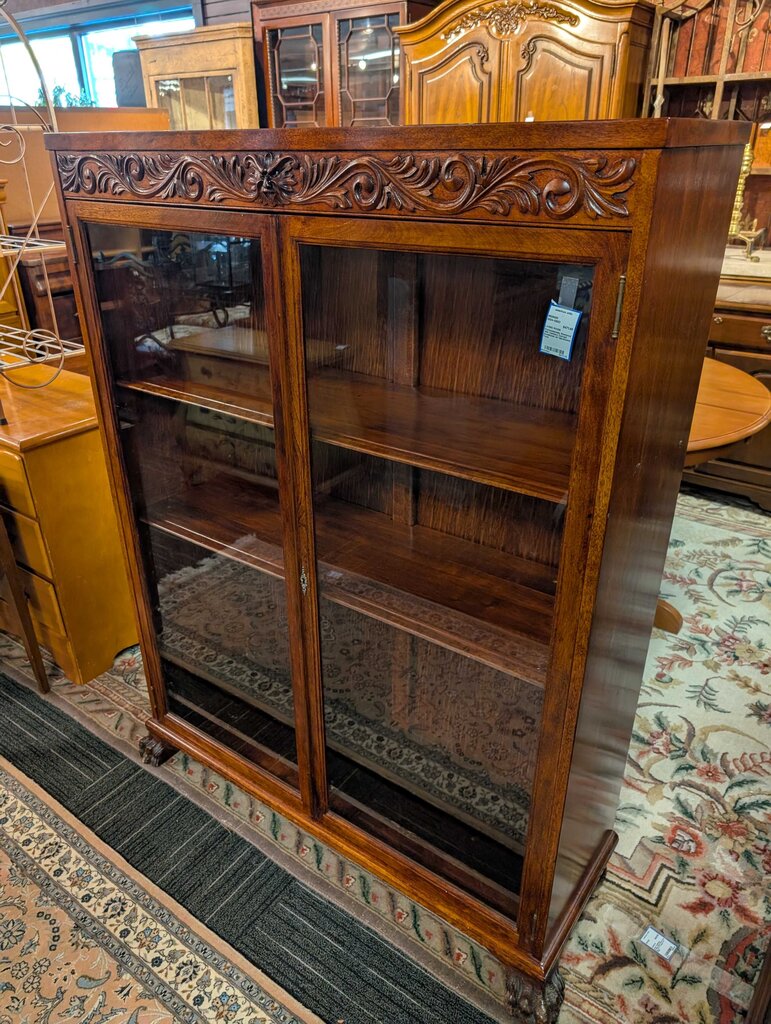 Professionally Restored 19th Century Carved Boobkase w/ Northwind Face