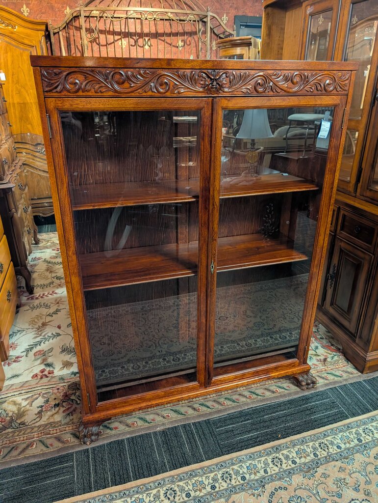 Professionally Restored 19th Century Carved Boobkase w/ Northwind Face