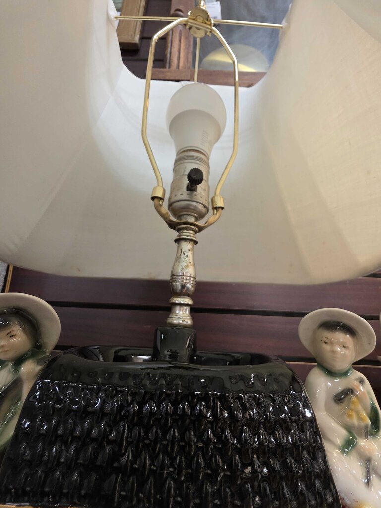 Vintage MCM Ceramic Chinese Boat Table Lamp Circa 1950 by Fuhry & Sons