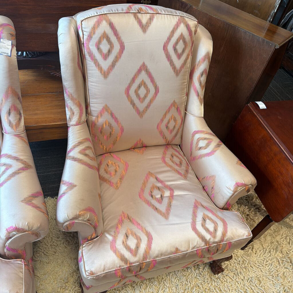 Professionally Re-upholstered Wingback Chair w/ Claw & Ball Feet