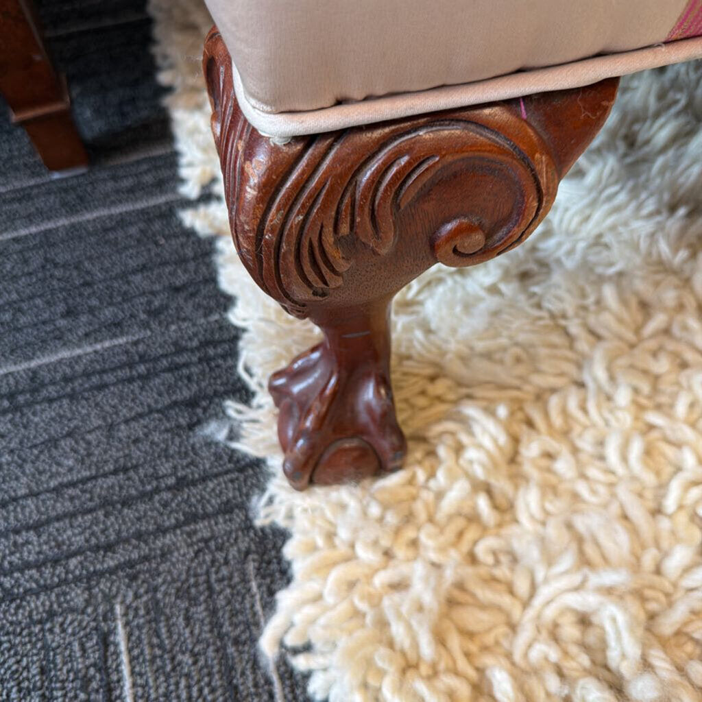 Professionally Re-upholstered Wingback Chair w/ Claw & Ball Feet