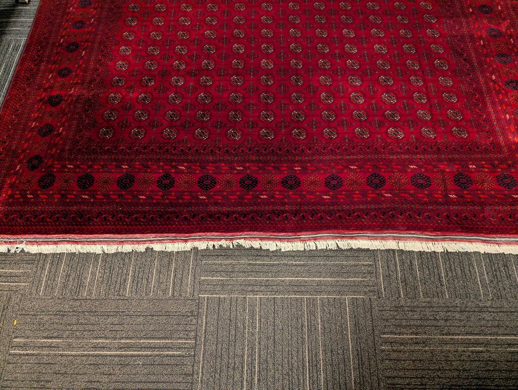 Fine Hand-Knotted Wool Bokhara Oriental Rug – Rich Crimson Red – 8'3" x 11'6"