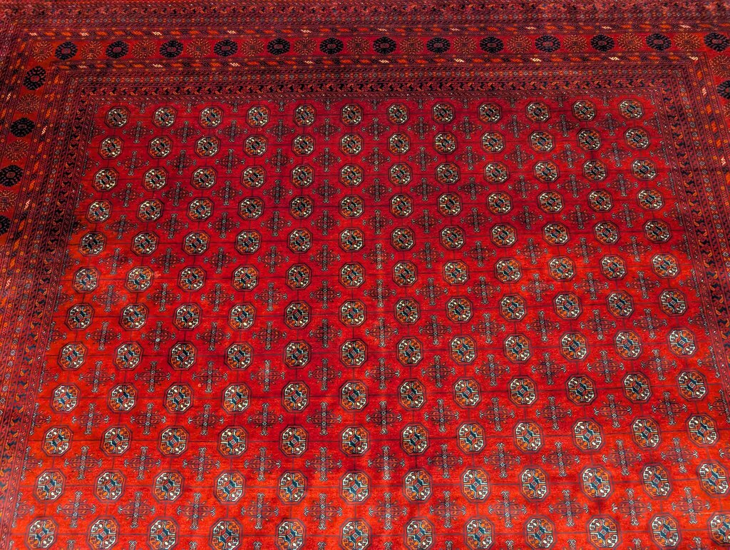 Fine Hand-Knotted Wool Bokhara Oriental Rug – Rich Crimson Red – 8'3" x 11'6"