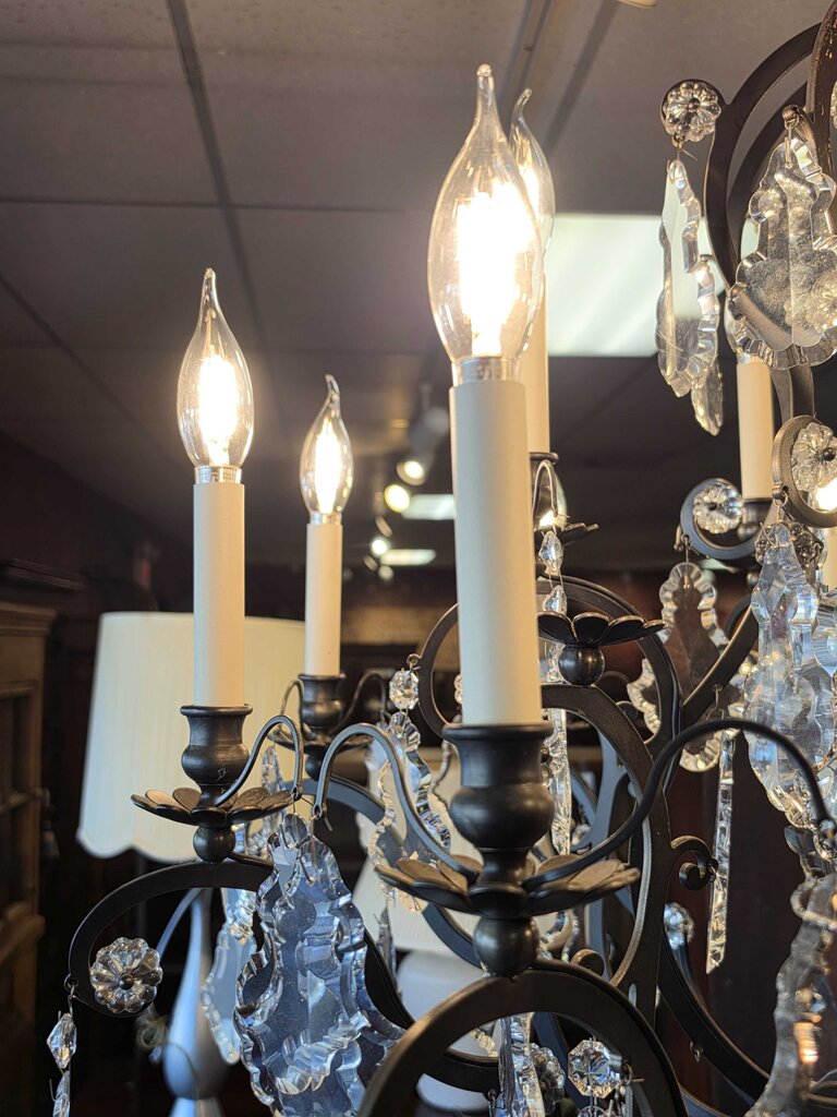 A. Schonbek Versailles Model 2773-11 Grand 15-light Wrought Iron & Hand Cut Crystal Chandelier