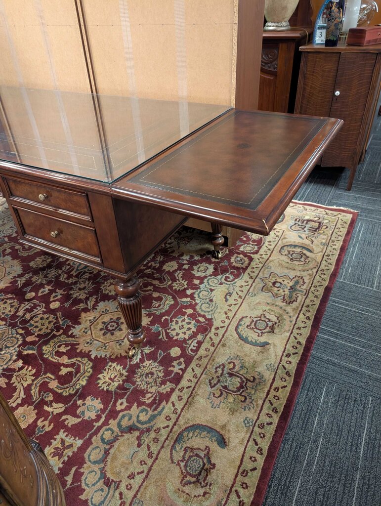 Leather Top Drop Leaf Executive Desk By Hickory White