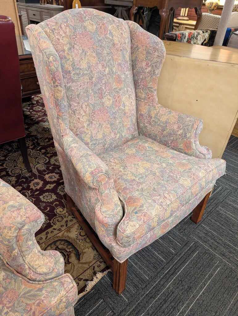 Vintage Floral Wingback Chair