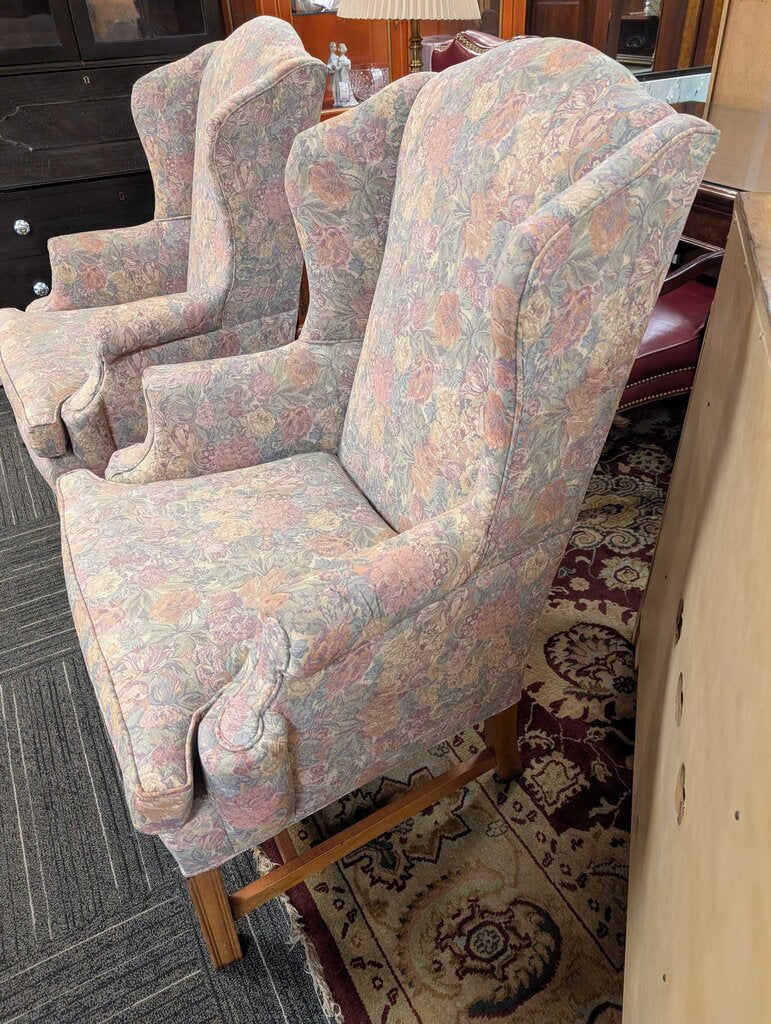 Vintage Floral Wingback Chair