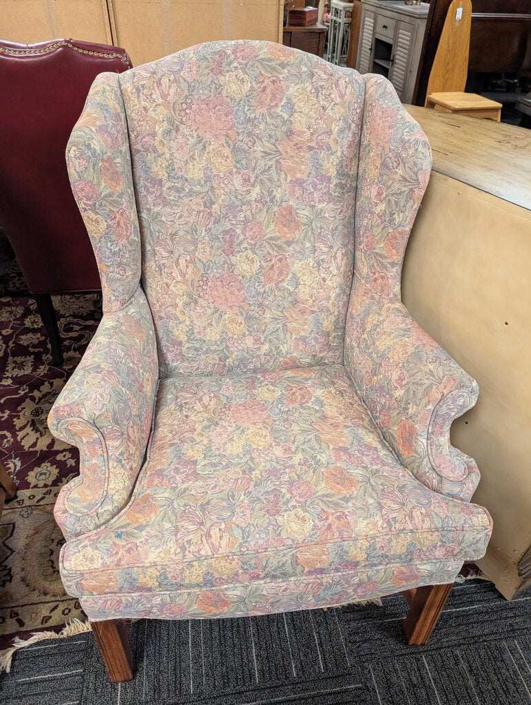 Vintage Floral Wingback Chair