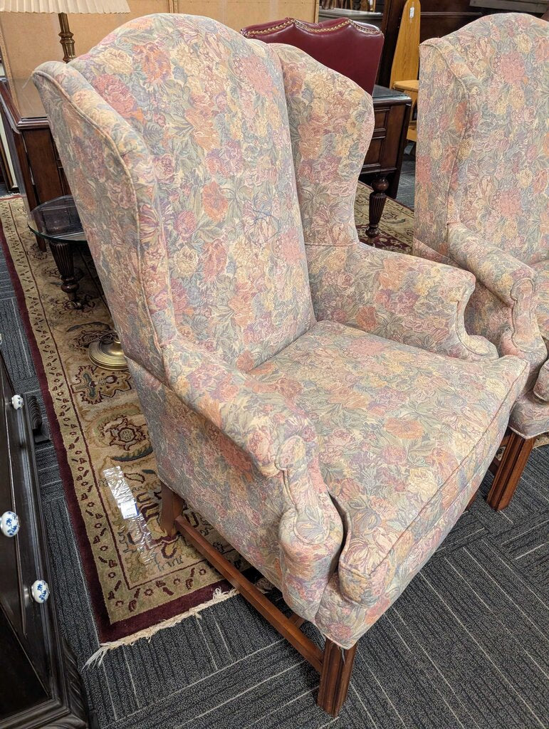 Vintage Floral Wingback Chair