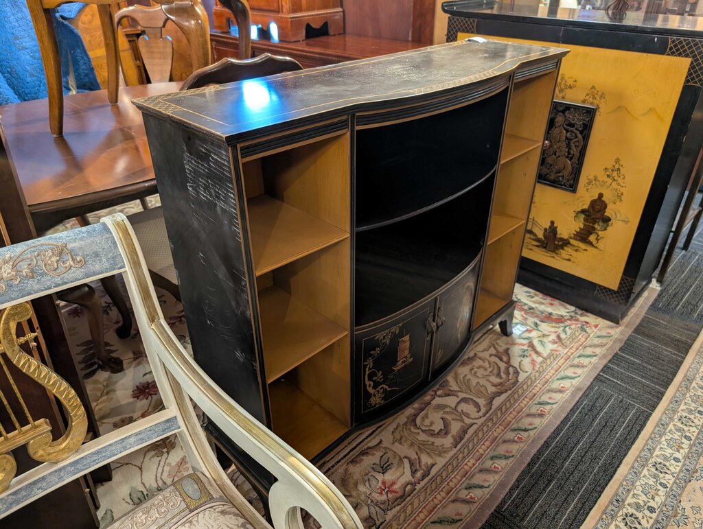 Vintage Chinoiserie Asian Bookcase Circa 1950