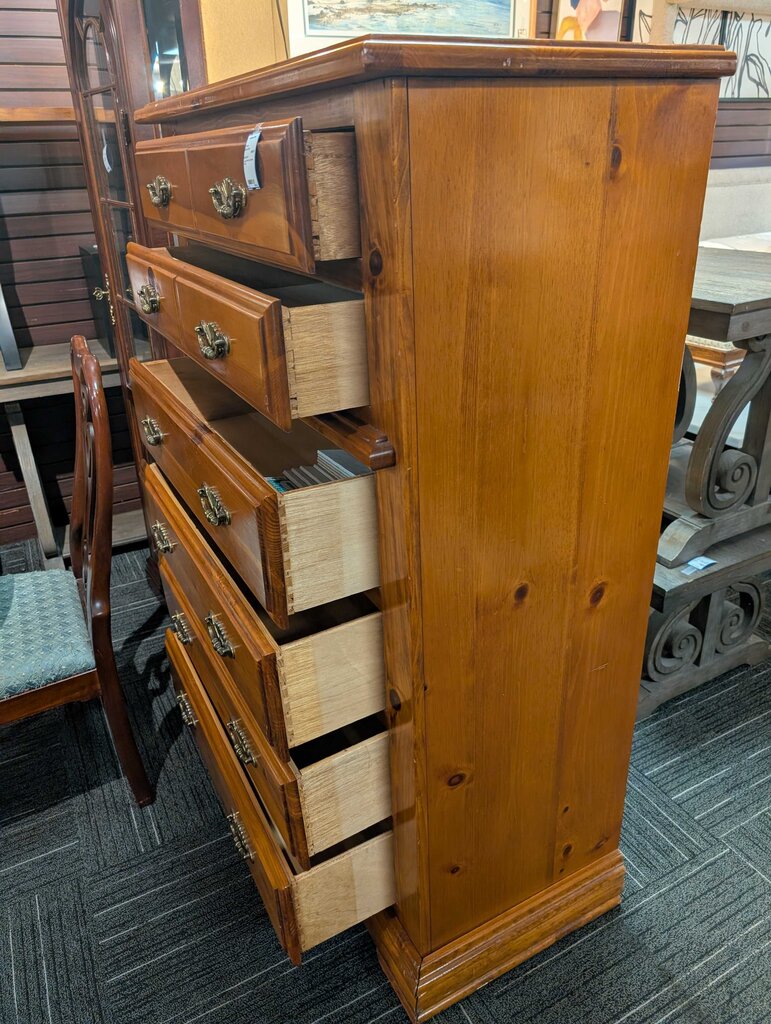 Large Pine Six Drawer Chest