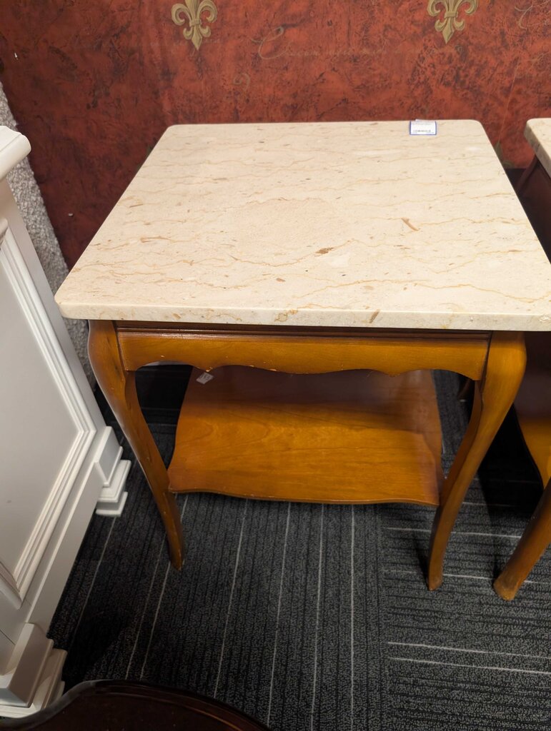 Pair of French Marble Top Cocktail Tables