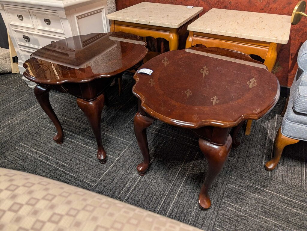Pair of Cherry Finish Cocktail Tables