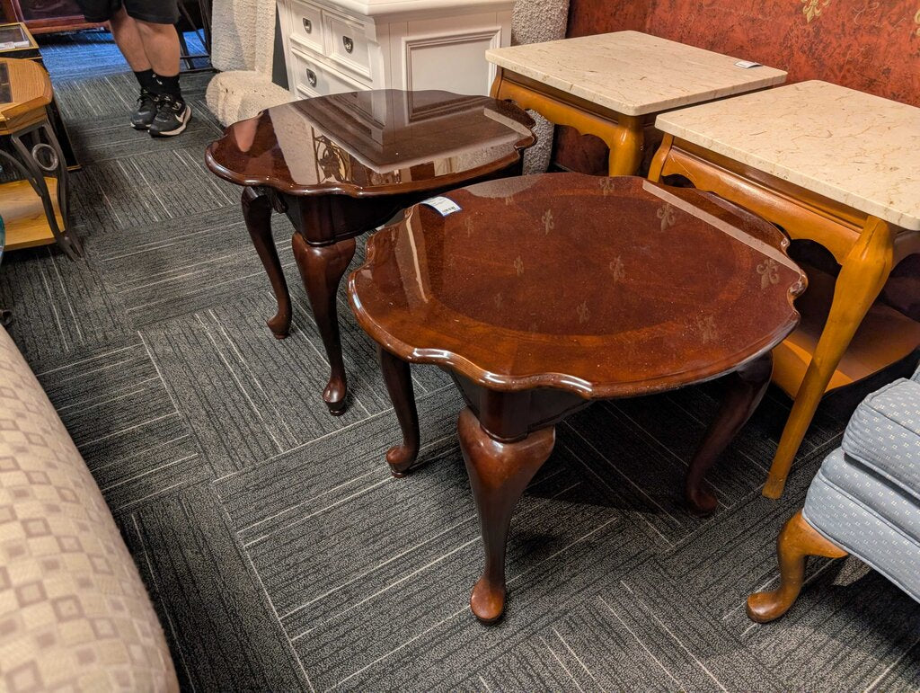 Pair of Cherry Finish Cocktail Tables