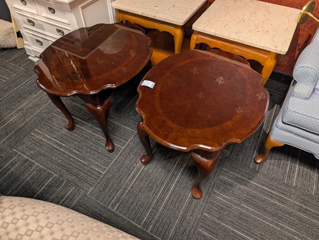 Pair of Cherry Finish Cocktail Tables