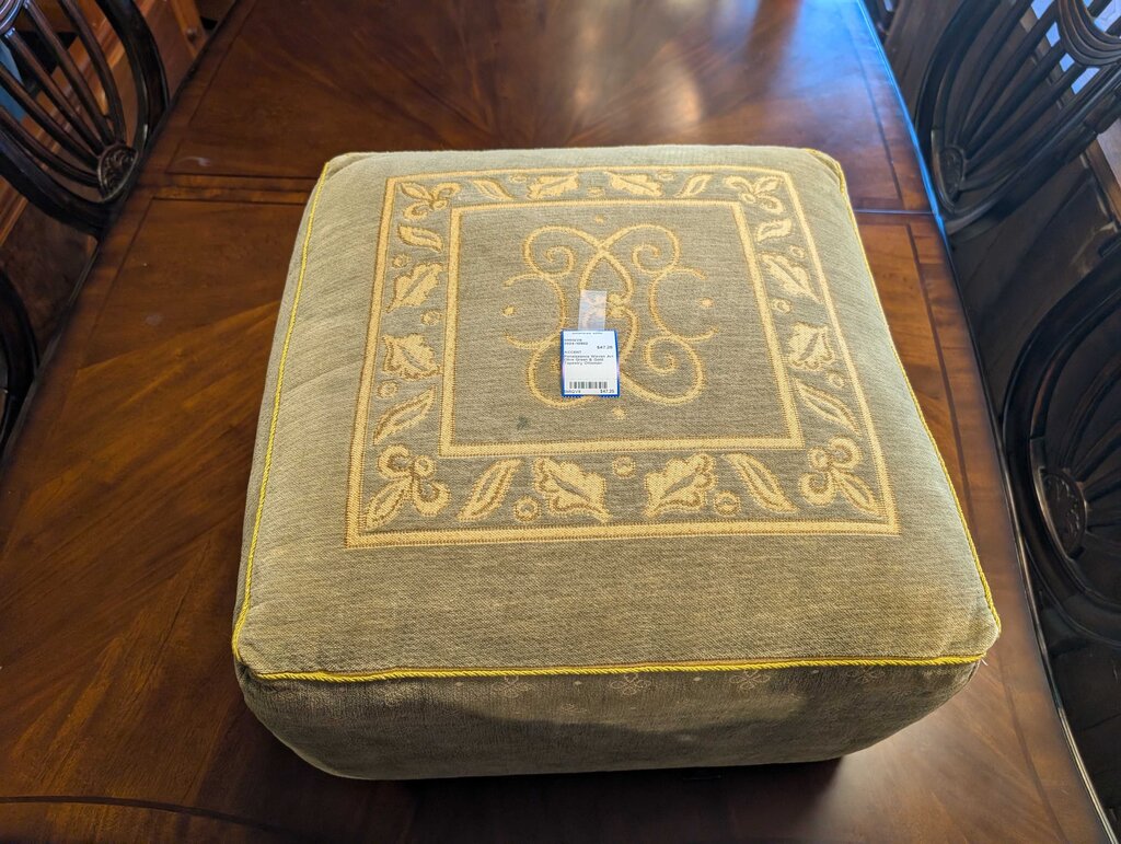 Renaissance Woven Art Olive Green & Gold Tapestry Ottoman