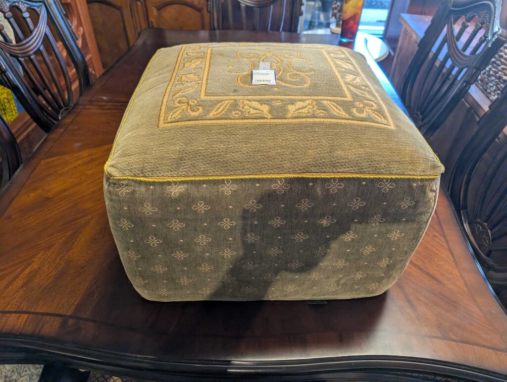 Renaissance Woven Art Olive Green & Gold Tapestry Ottoman