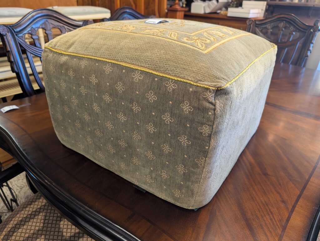 Renaissance Woven Art Olive Green & Gold Tapestry Ottoman