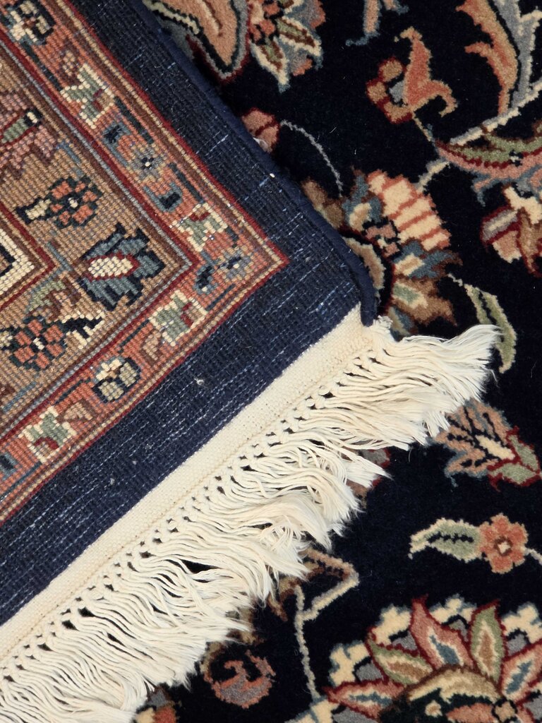 Stunning Hand Woven Wool Kashan Medallion Navy & Ivory Oriental Carpet 8'1" by 10'6"