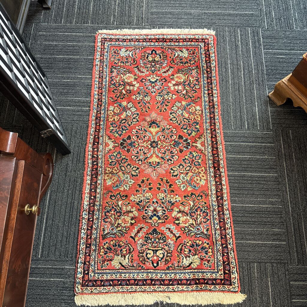 Vintage Hand Woven Wool Sarouk Floral 2'2" by 4'5" Rug