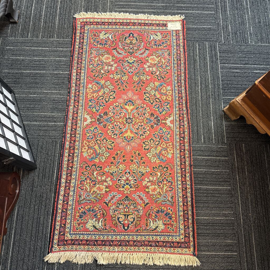 Vintage Hand Woven Wool Sarouk Floral 2'2" by 4'5" Rug