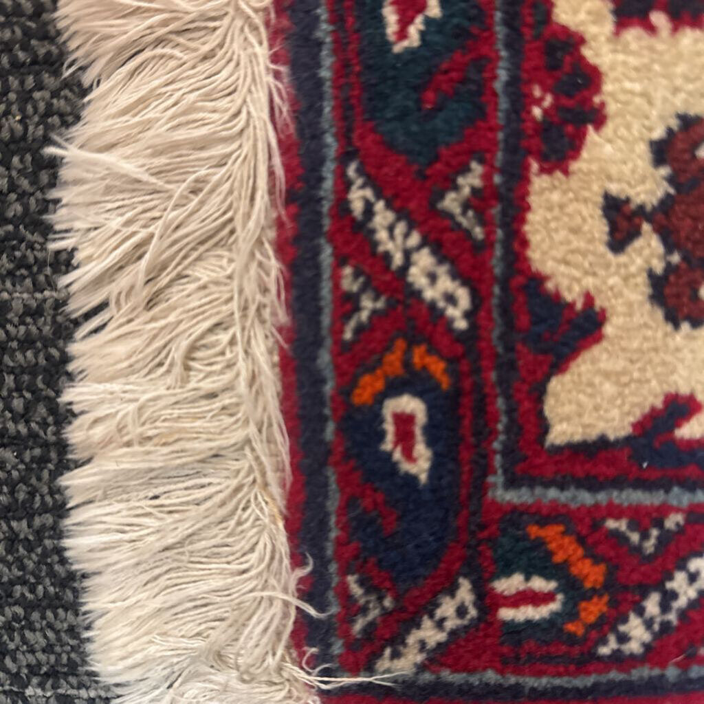Handwoven Wool Hamadan Geometric Medallion Carpet 2'11" by 2'3"